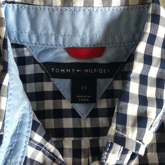 🐇 Tommy Hilfiger Navy Plaid Shirt 2T - Picture 3 of 4